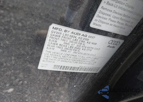 2007 Audi Q7 3.6 Premium из США, поврежденный, VIN WA1BY74L07D094098